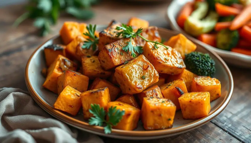 Baked tofu with sweet potatoes