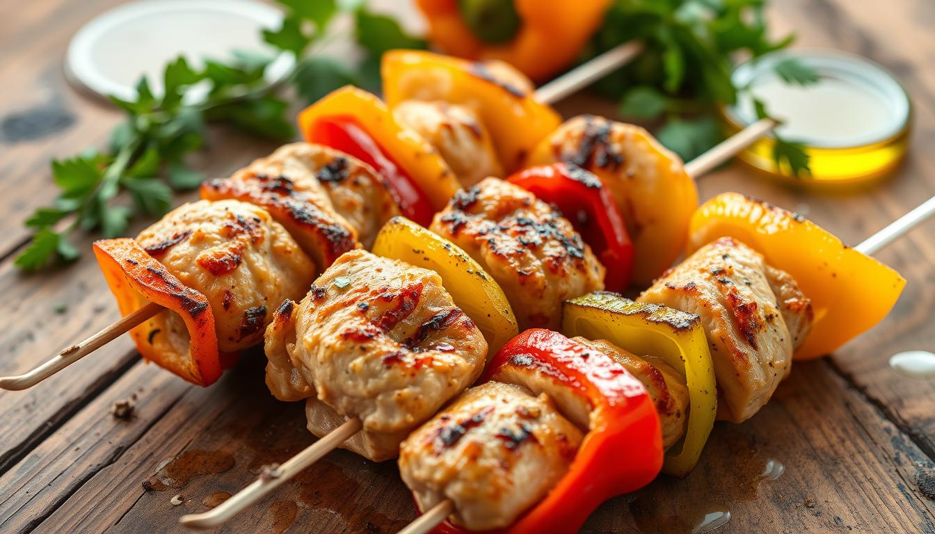 Chicken kebabs with bell peppers for fibromyalgia