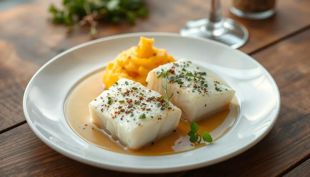 Cod and mashed sweet potatoes