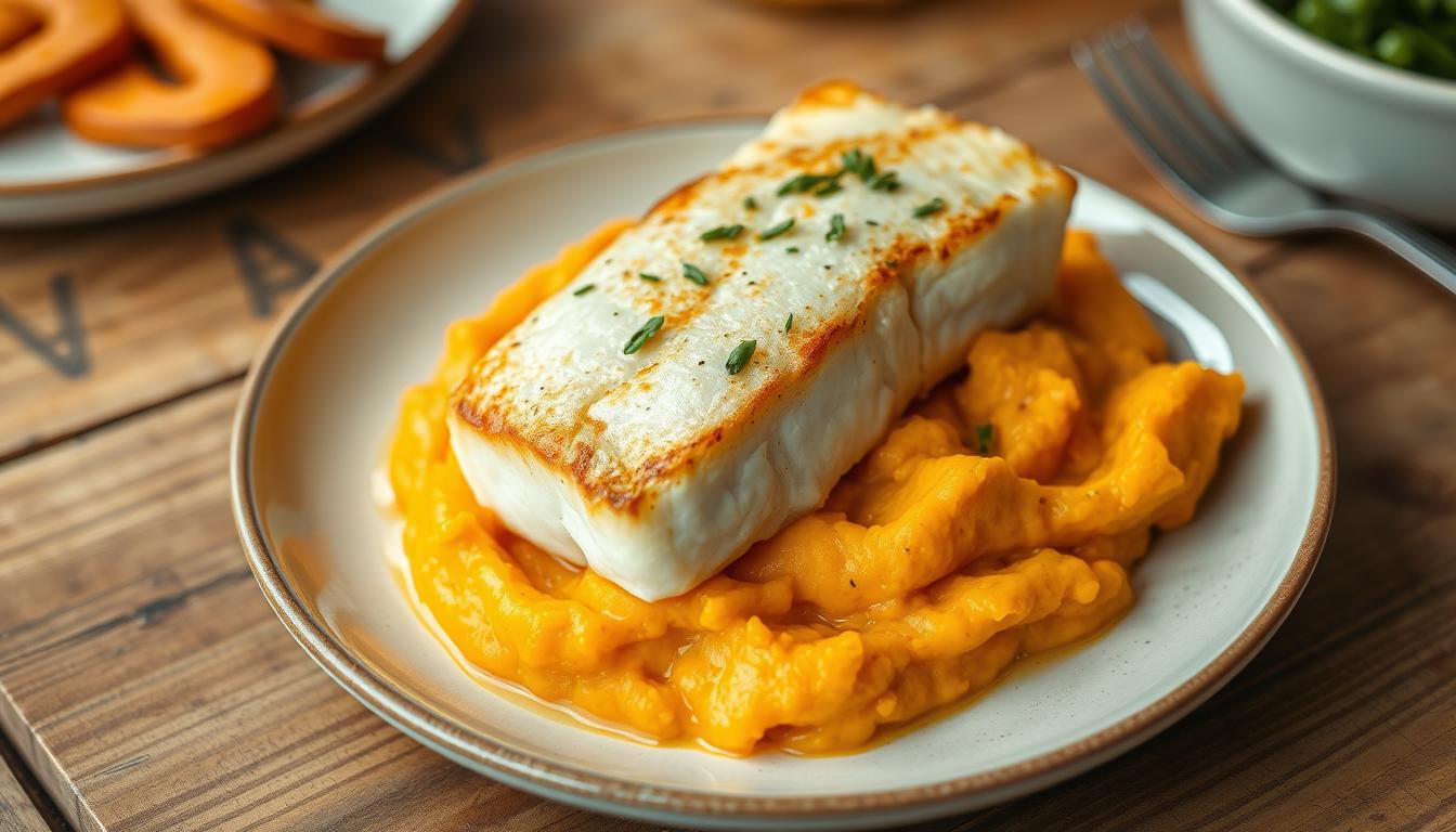 Cod with mashed sweet potatoes for fibromyalgia