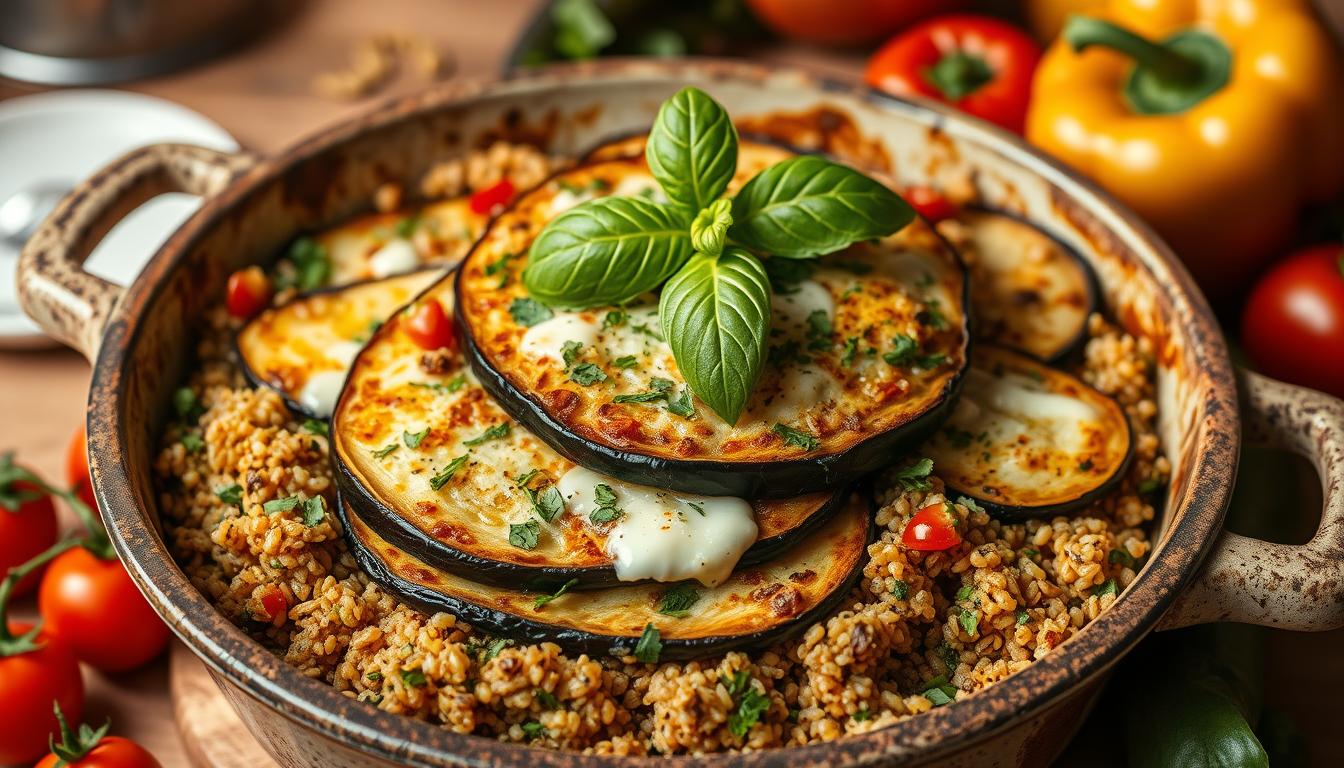 Eggplant and quinoa bake for fibromyalgia