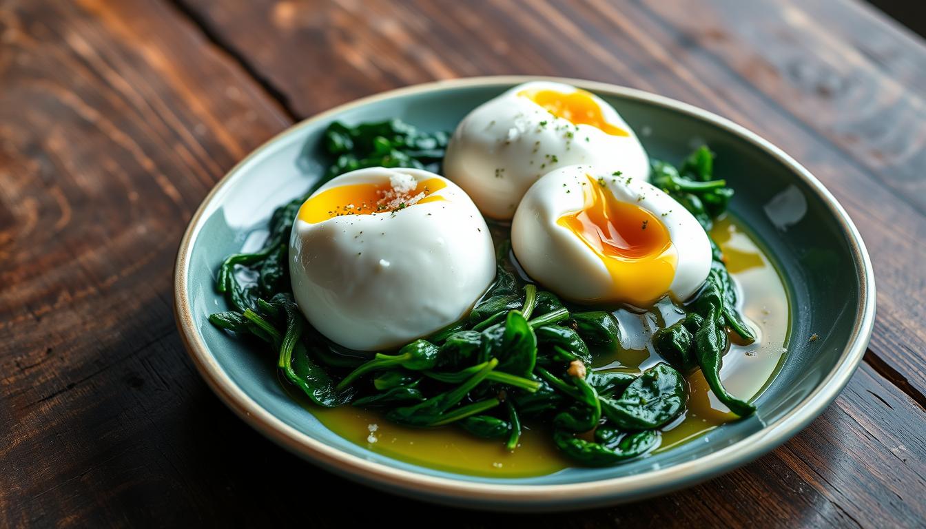 Endo friendly poached eggs spinach