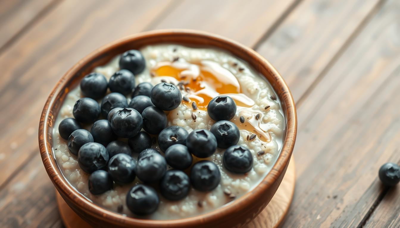 Endo friendly quinoa porridge blueberries