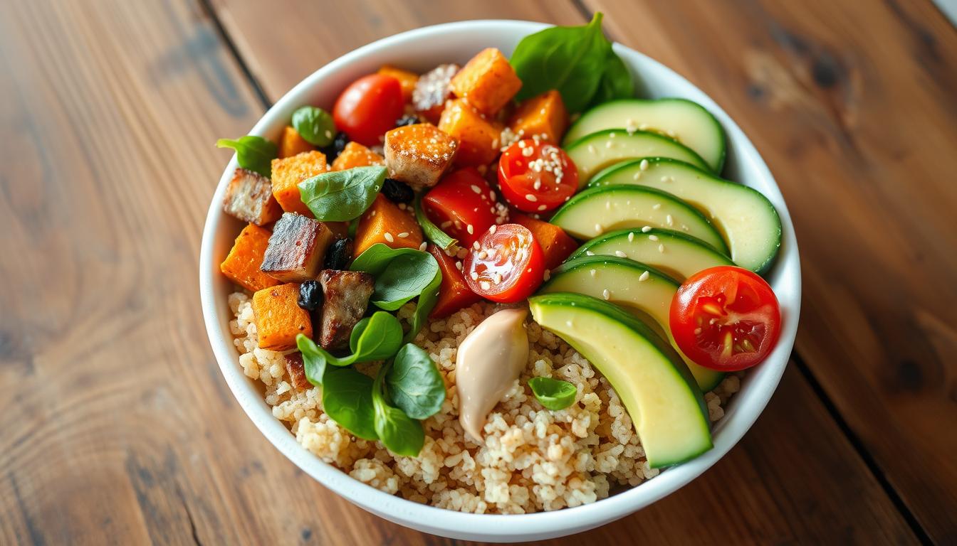 Endo friendly quinoa vegetable bowl