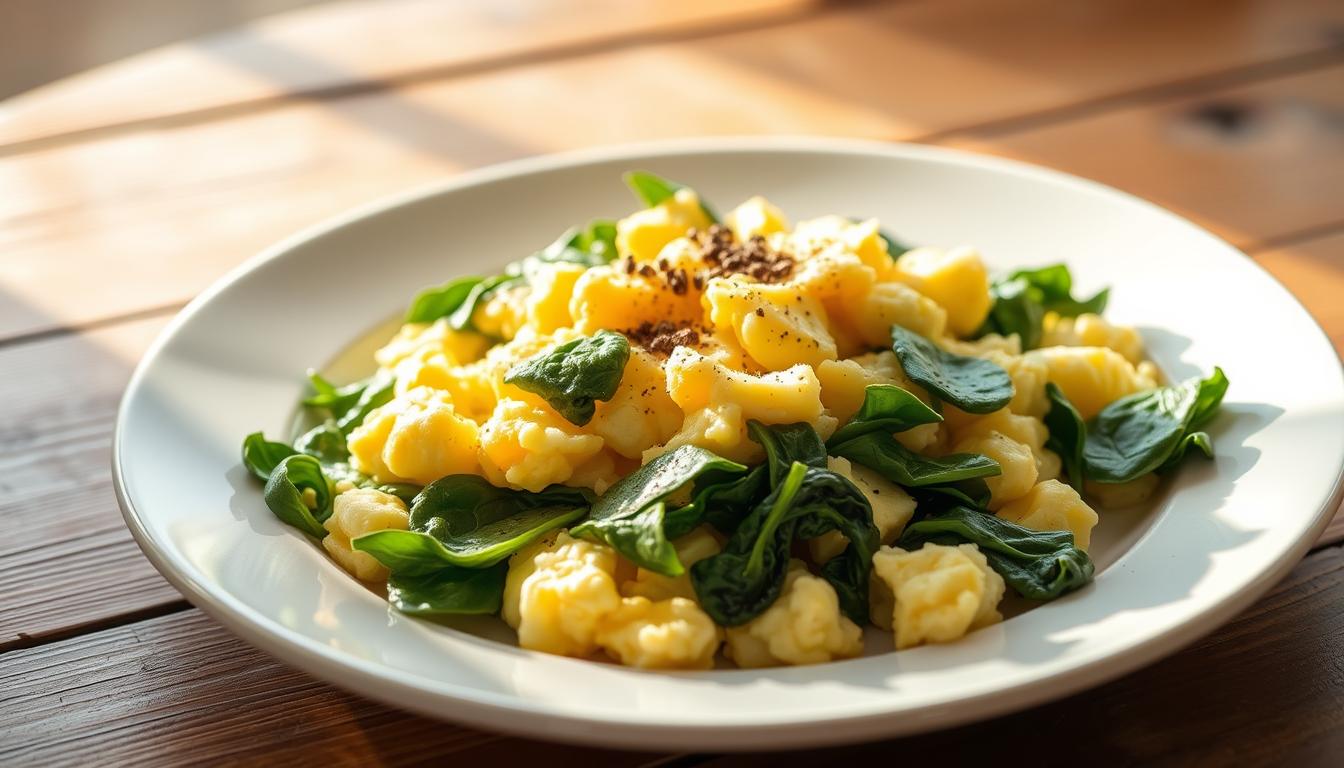 Endo friendly scrambled eggs spinach