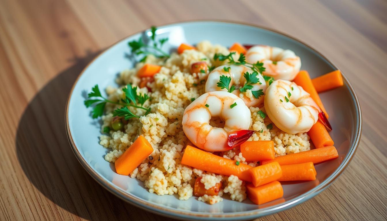 Endo friendly shrimp quinoa carrots