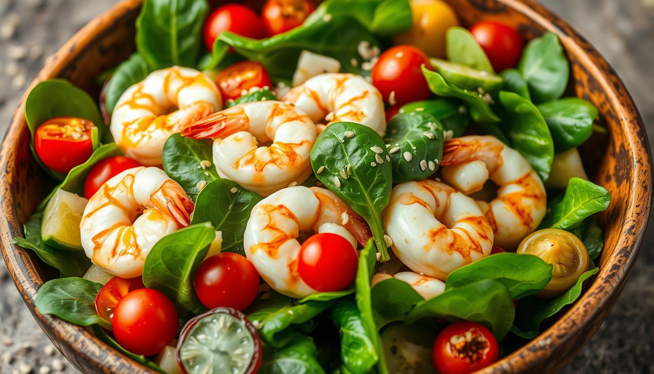 Endo friendly shrimp spinach salad