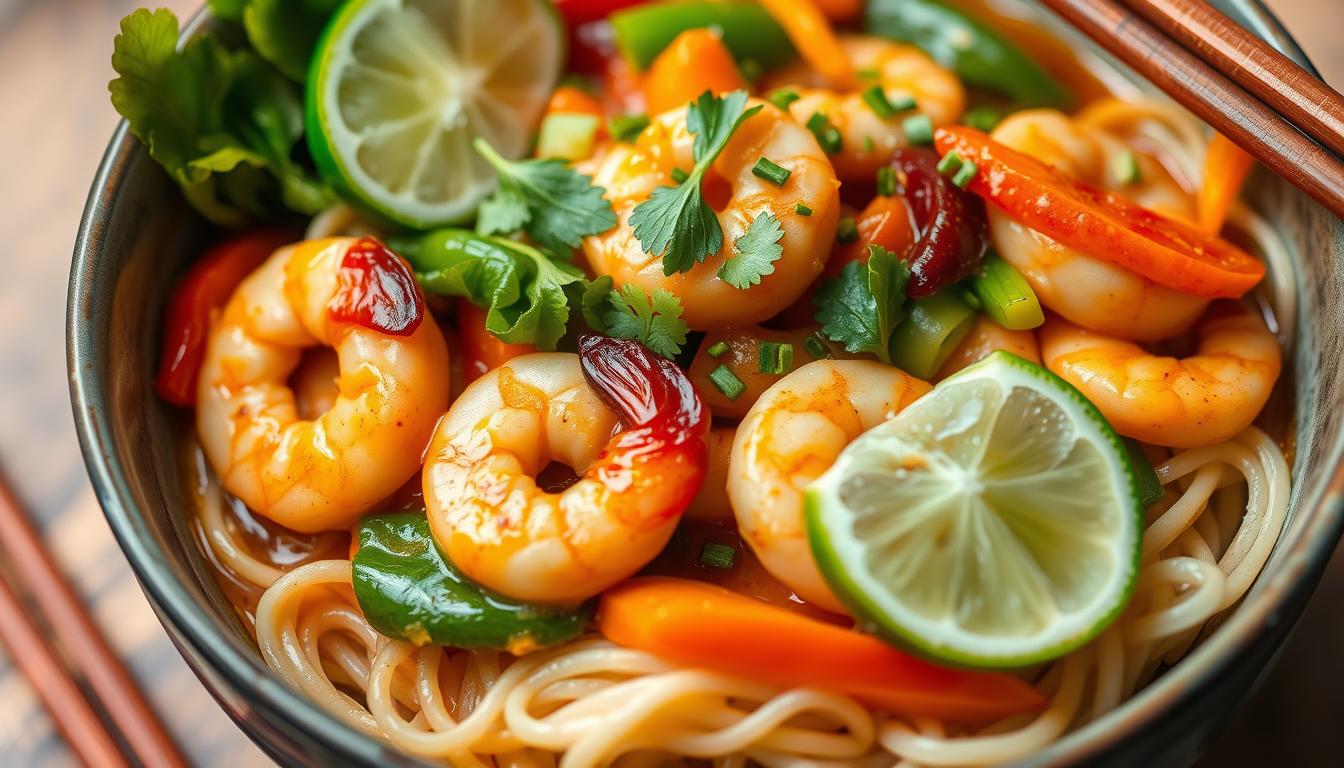 Endo friendly shrimp stir-fry noodles