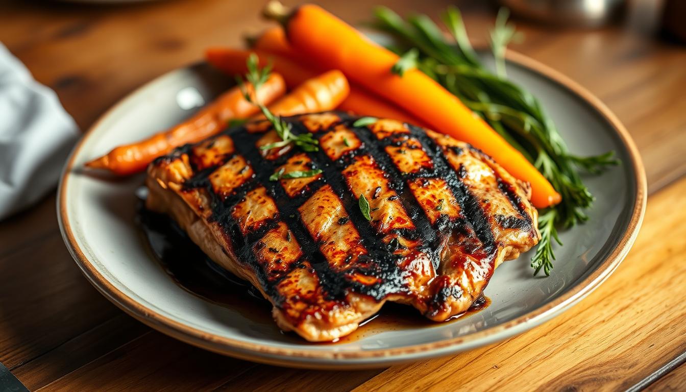 Grilled chicken with steamed carrots for fibromyalgia