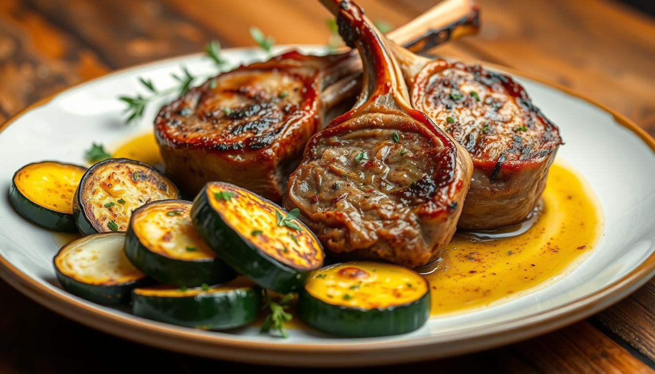 Lamb chops with roasted zucchini for fibromyalgia