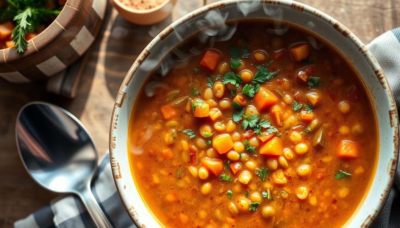 Low FODMAP lentil soup for fibromyalgia