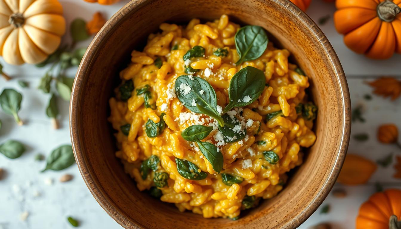 Pumpkin and spinach risotto for fibromyalgia