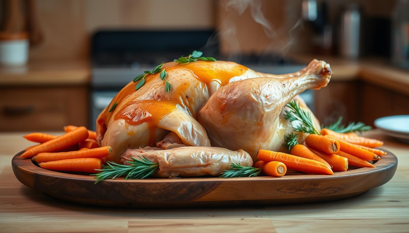 Roasted turkey with steamed carrots for fibromyalgia