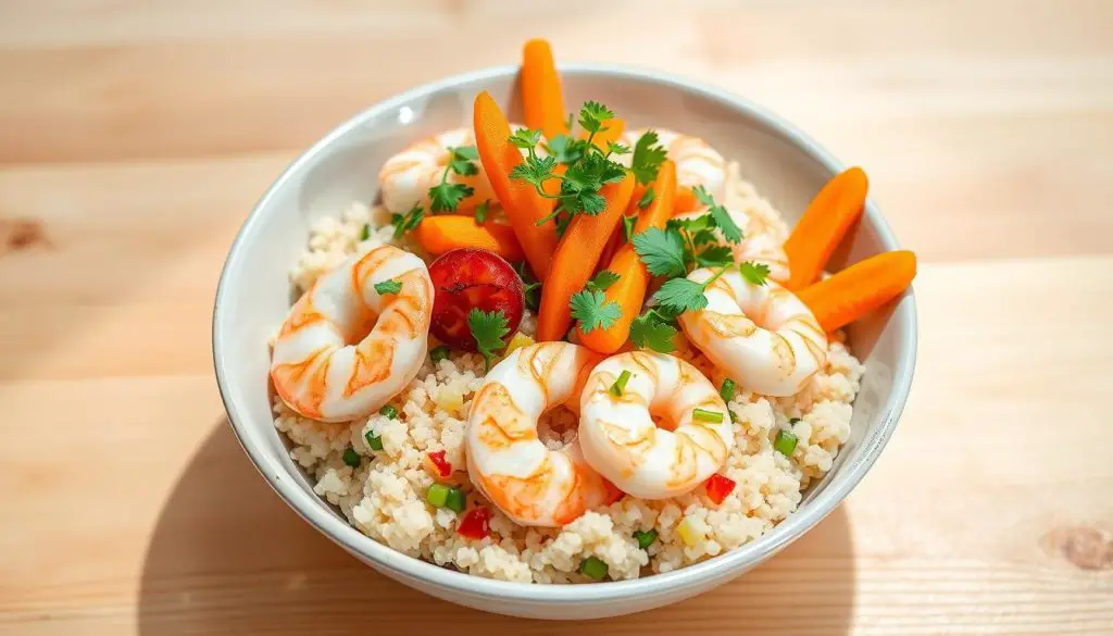 Shrimp Quinoa Carrots Bowl