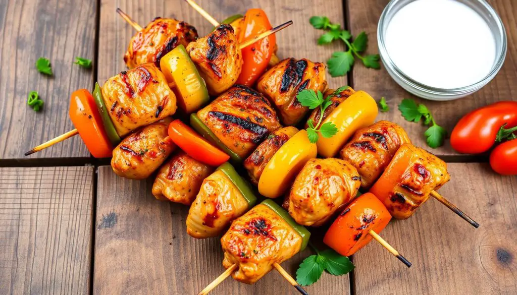 chicken kebabs with bell peppers