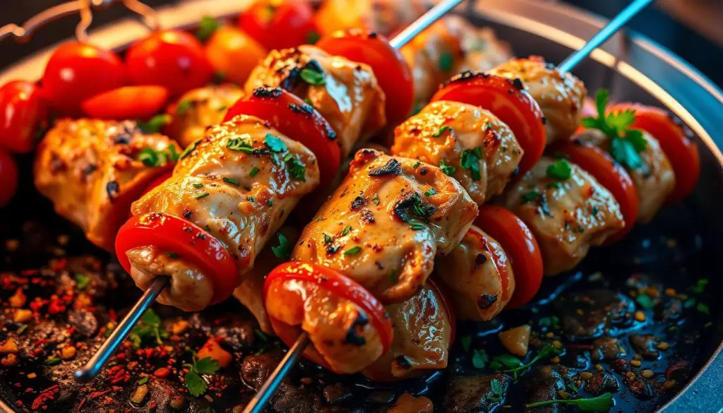 chicken kebabs with tomatoes