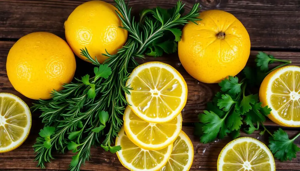 lemon and herbs