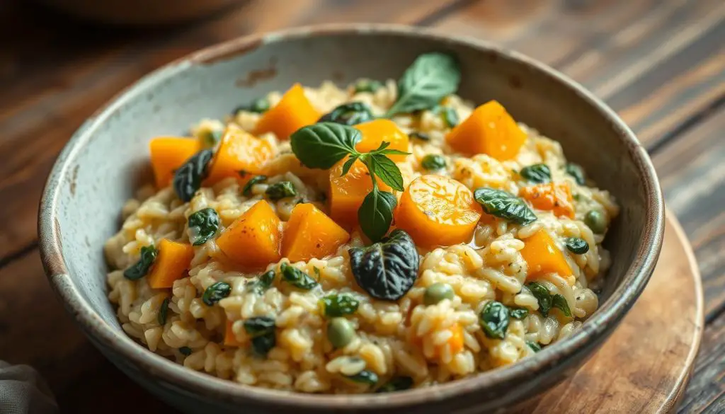 pumpkin and spinach risotto