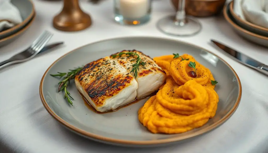 sharing the cod and sweet potato dish