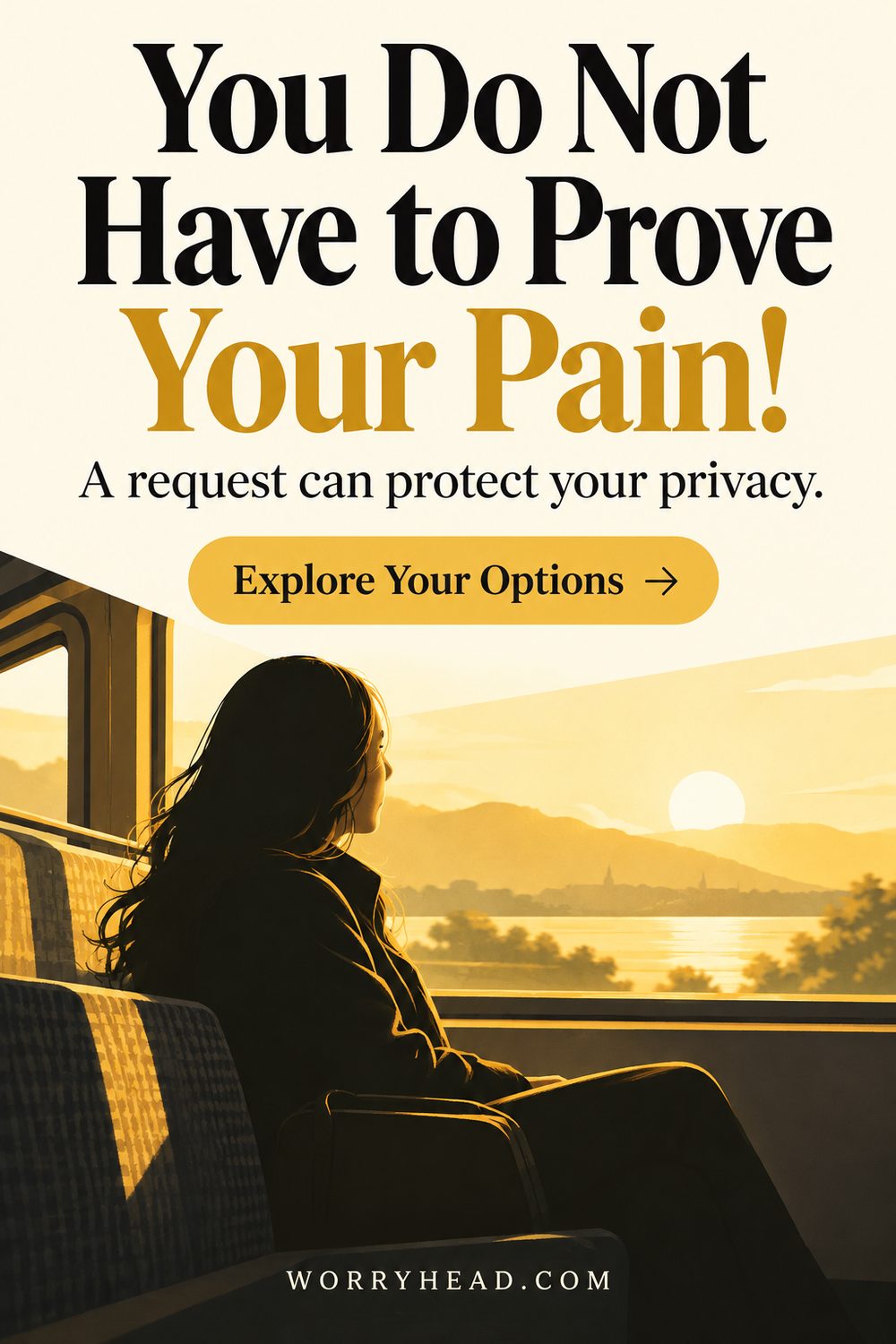 Faceless silhouette seated beside a train window; asking for a seat with endometriosis without proving pain.