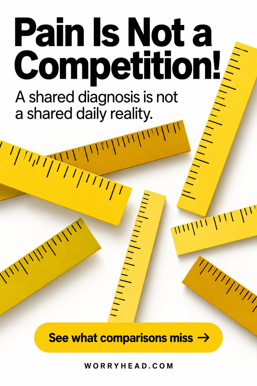 Abstract rulers pointing in different directions — comparing endometriosis symptoms.
