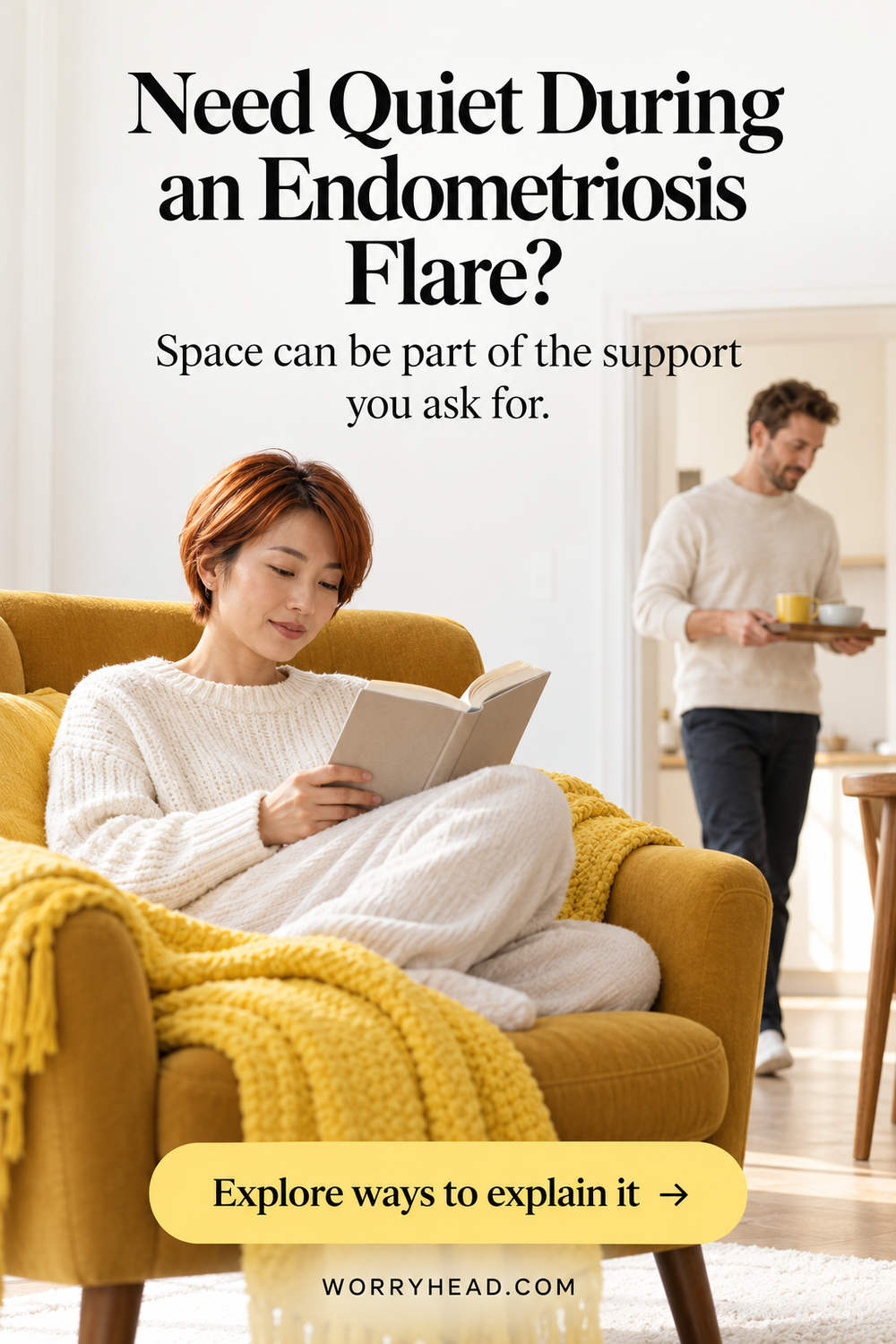 Endometriosis and needing space: photograph of a couple sitting apart.