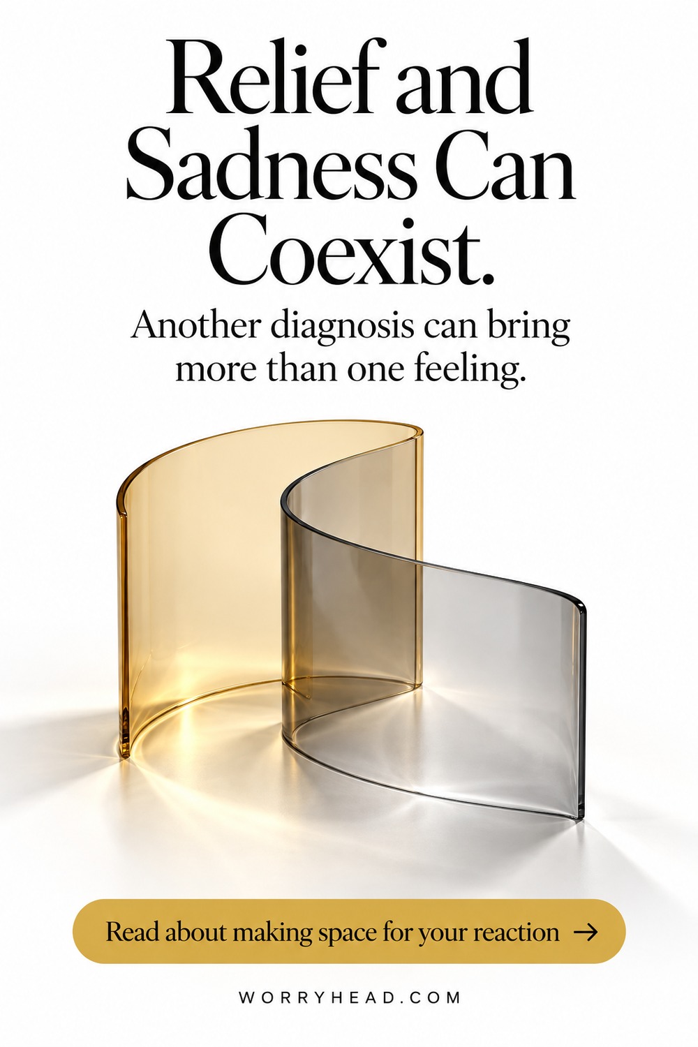 Overlapping gold and grey glass illustrating mixed feelings about endometriosis and another diagnosis