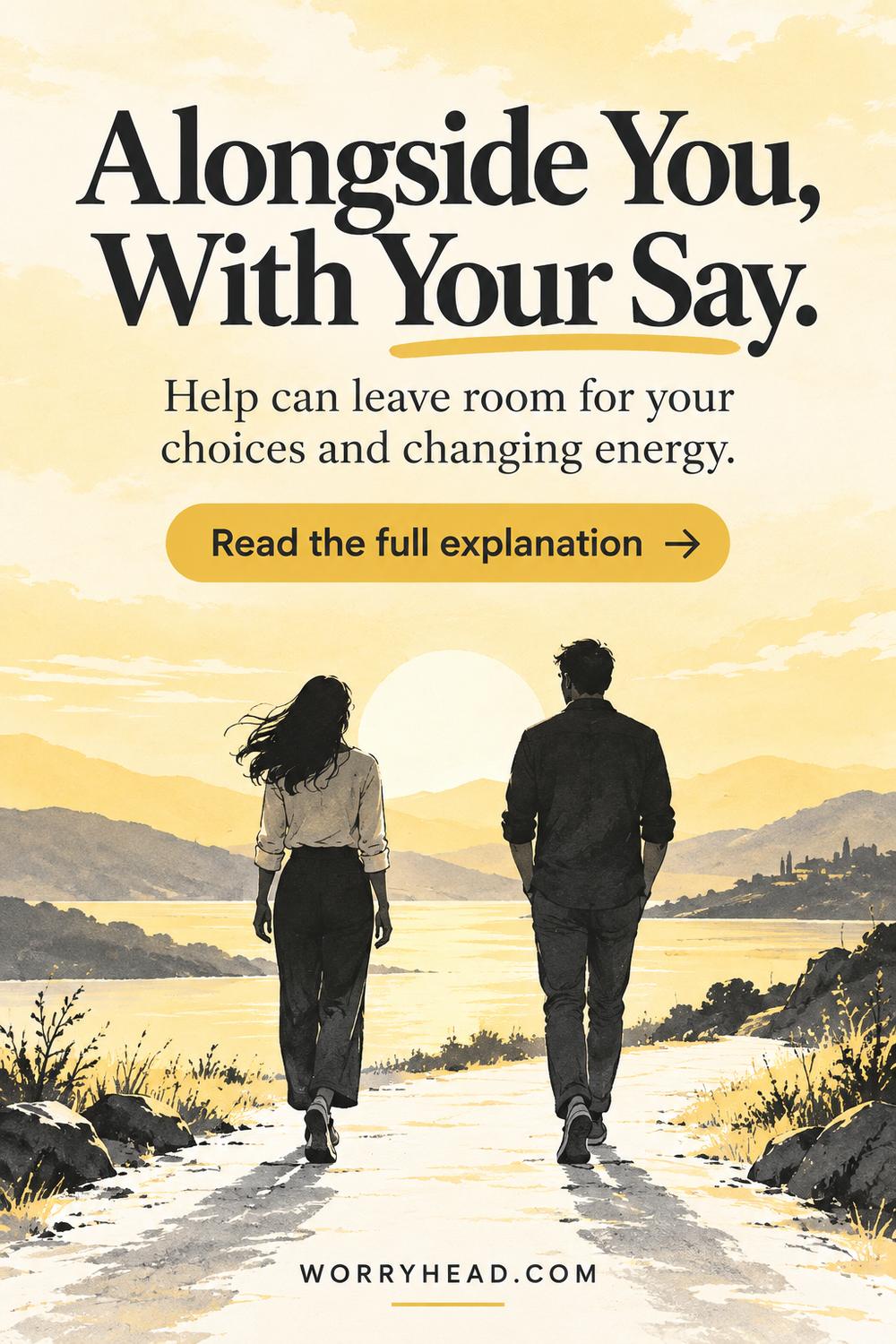 Faceless couple walking side by side by the water — endometriosis and overprotective partners.