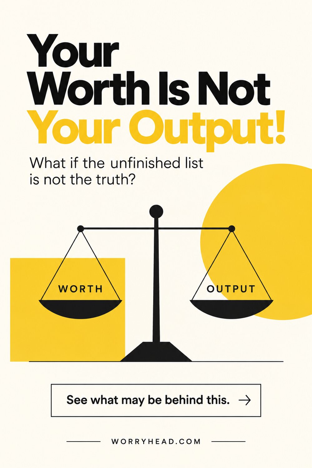 Balance scale comparing worth and output for feeling unproductive with endometriosis.