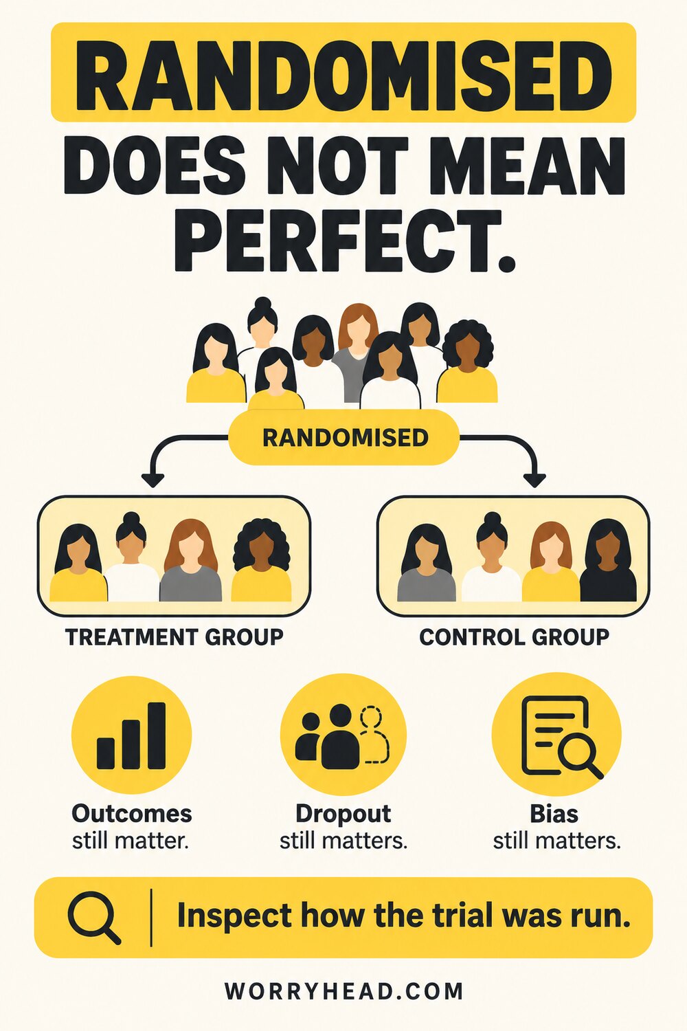 Randomised study groups illustrating how to read endometriosis research.