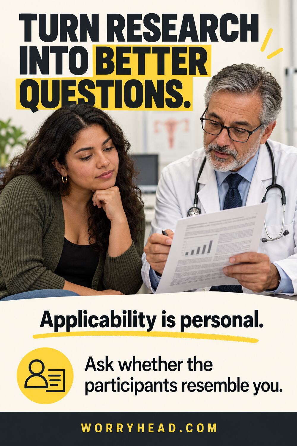 Patient and clinician discussing how to read endometriosis research.