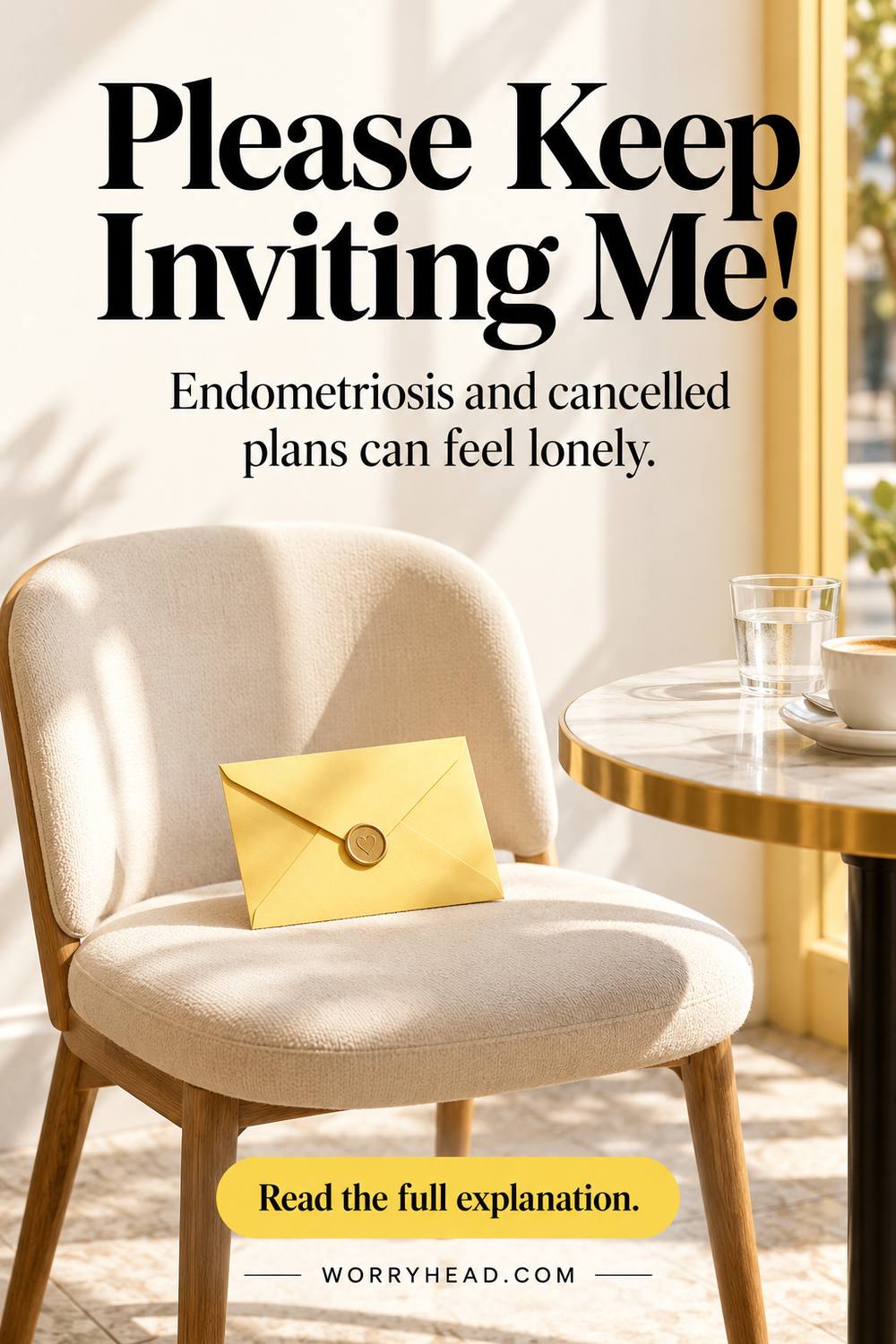 Invitation on an empty chair for endometriosis and cancelled plans