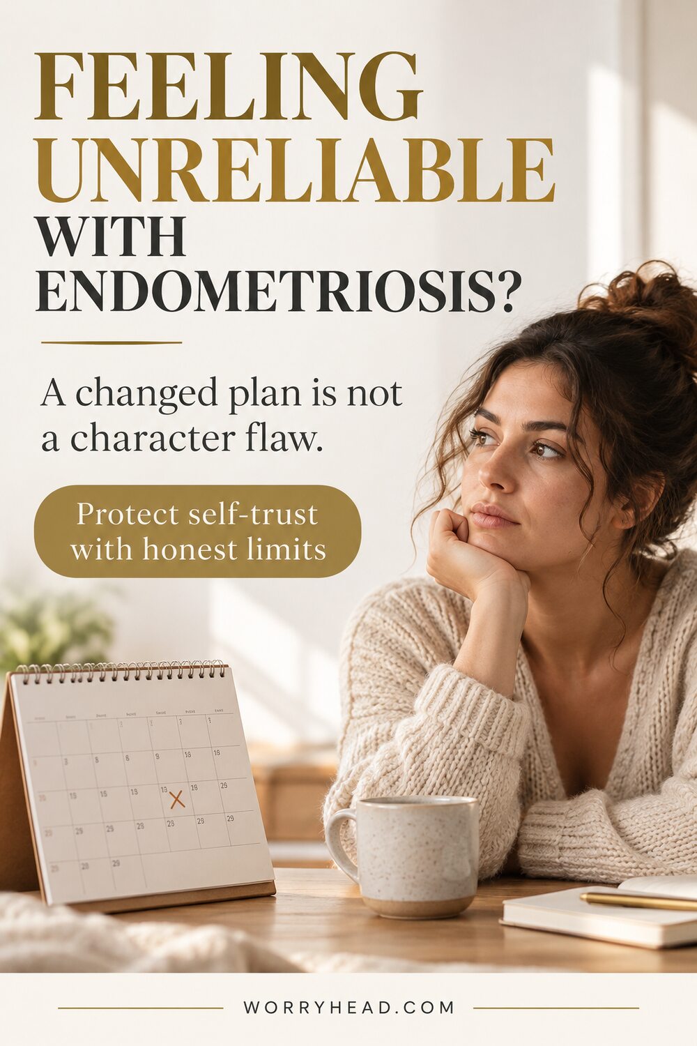feeling unreliable with endometriosis — Worry Head editorial pin 1